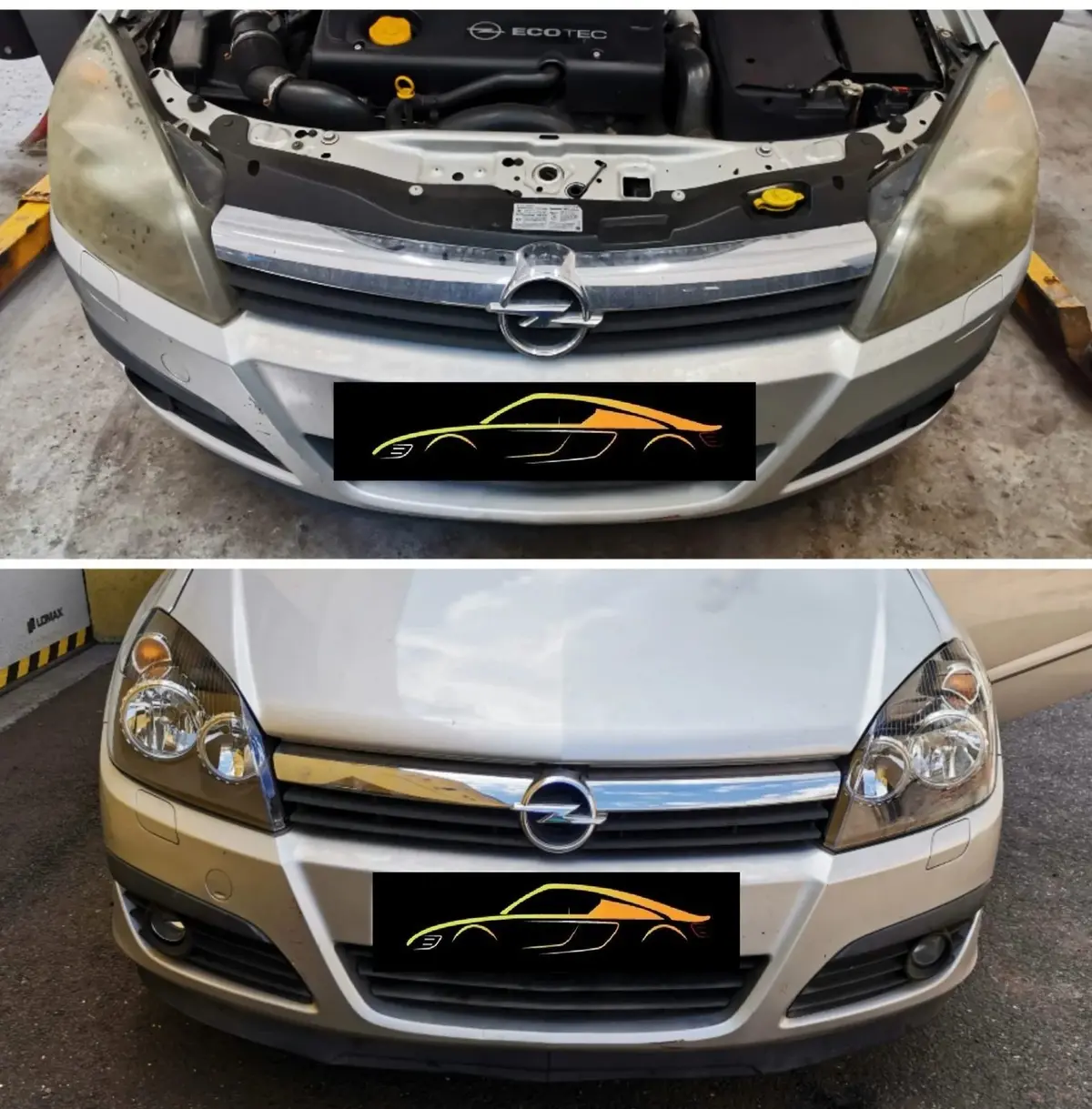 Opel Astra, srovnání před a po výměně světel